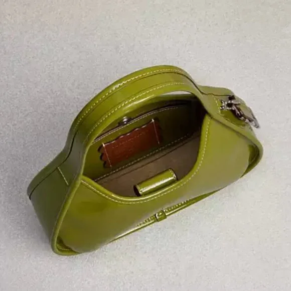 Coach Coachtopia Ergo Bag Olive Crinkle Patent Leather Shoulder CQ003 - Picture 9 of 11